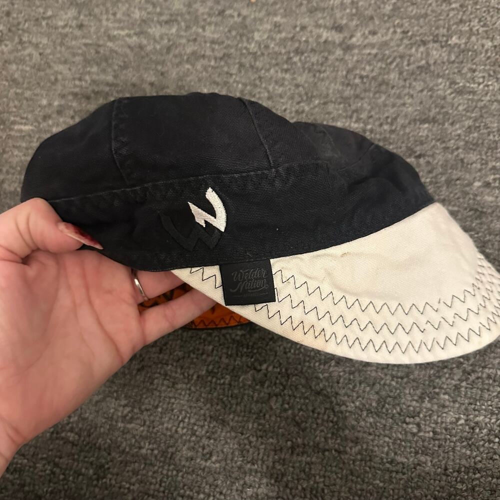 Welder Nation Black White Orange Size 7 3/8 Reversible Cap Hat